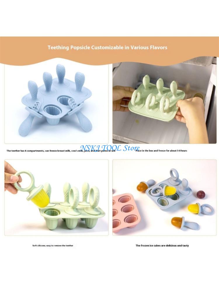 Freezer Tray Baby - L8RC Silikon-Eismaschine und Beißwürfel-Tablett mit 6