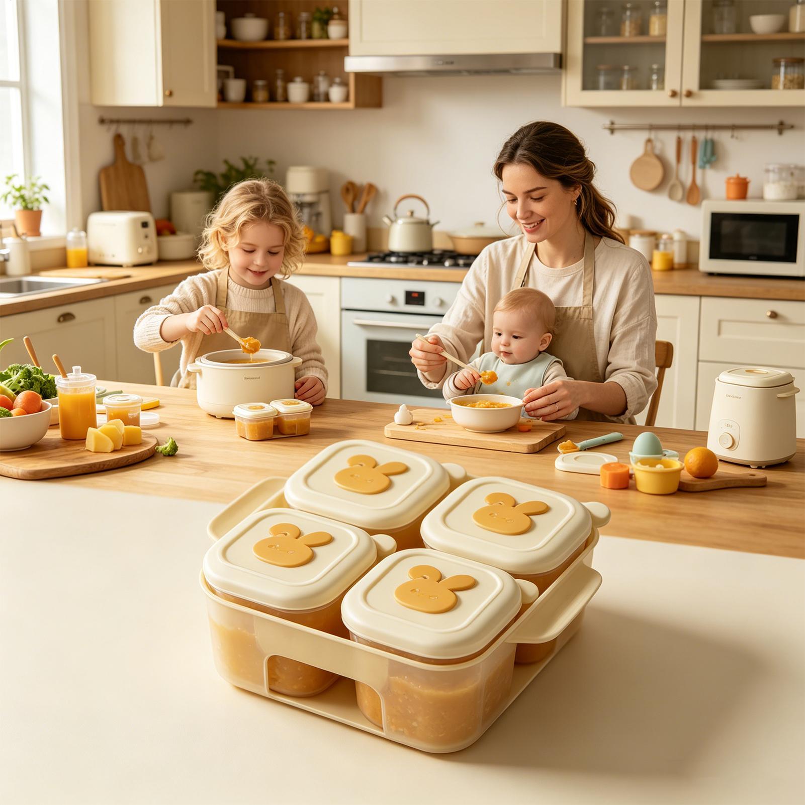 Freezer Tray Baby - Lebensmittel-Gefrierbehälter mit Deckel, Kinder-Broth-Behälter, Kinder-Püree-Gefrierbehälter für