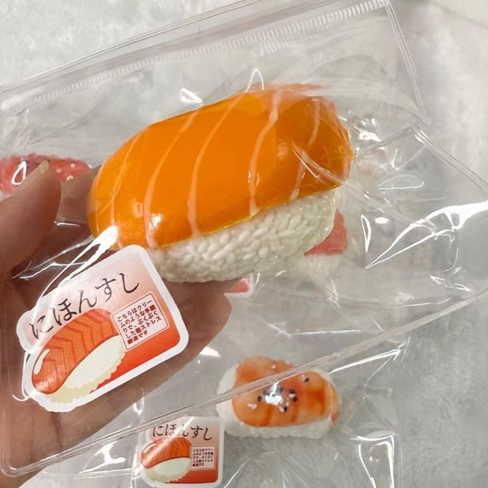 Baby Food Shrimp - Simulations-Sushi-Quetschspielzeug, langsam zurückfedernd, handgefertigte Sensorik-Fidget-Spielzeuge in