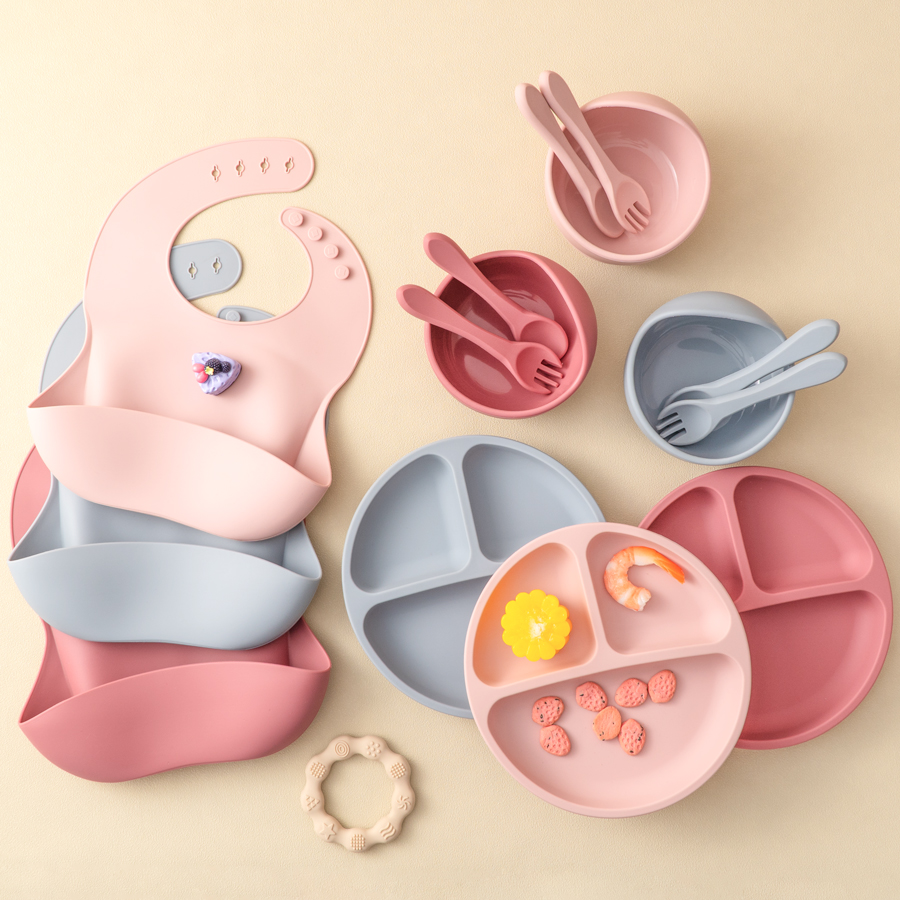 Baby Food Utensils - 5Pcs Baby Silikon Fütterung Set Runde