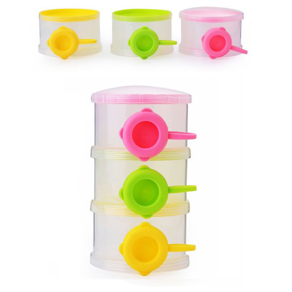 Snack Container Travel - 3-Schichten-Babymilchpulver-Spender, tragbarer, stapelbarer Behälter, Snack-Aufbewahrung, sicher