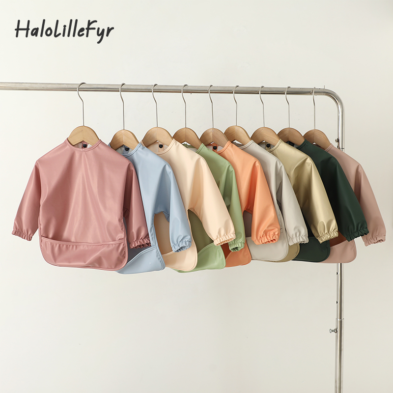 Bib Long Sleeve - Baby-Lätzchen, Spucktuch, einfarbig, Kunstkittel mit langen