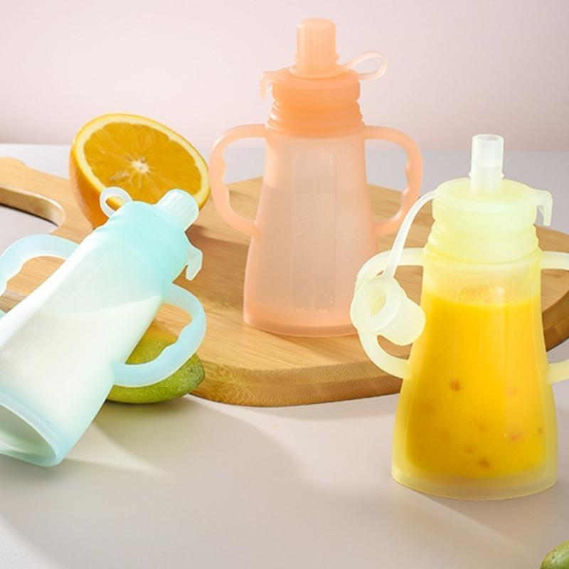 Baby Food Pouches Reusable - Tragbare, auslaufsichere Silikon-Aufbewahrungstasche für Babyfruchtpüree, 120