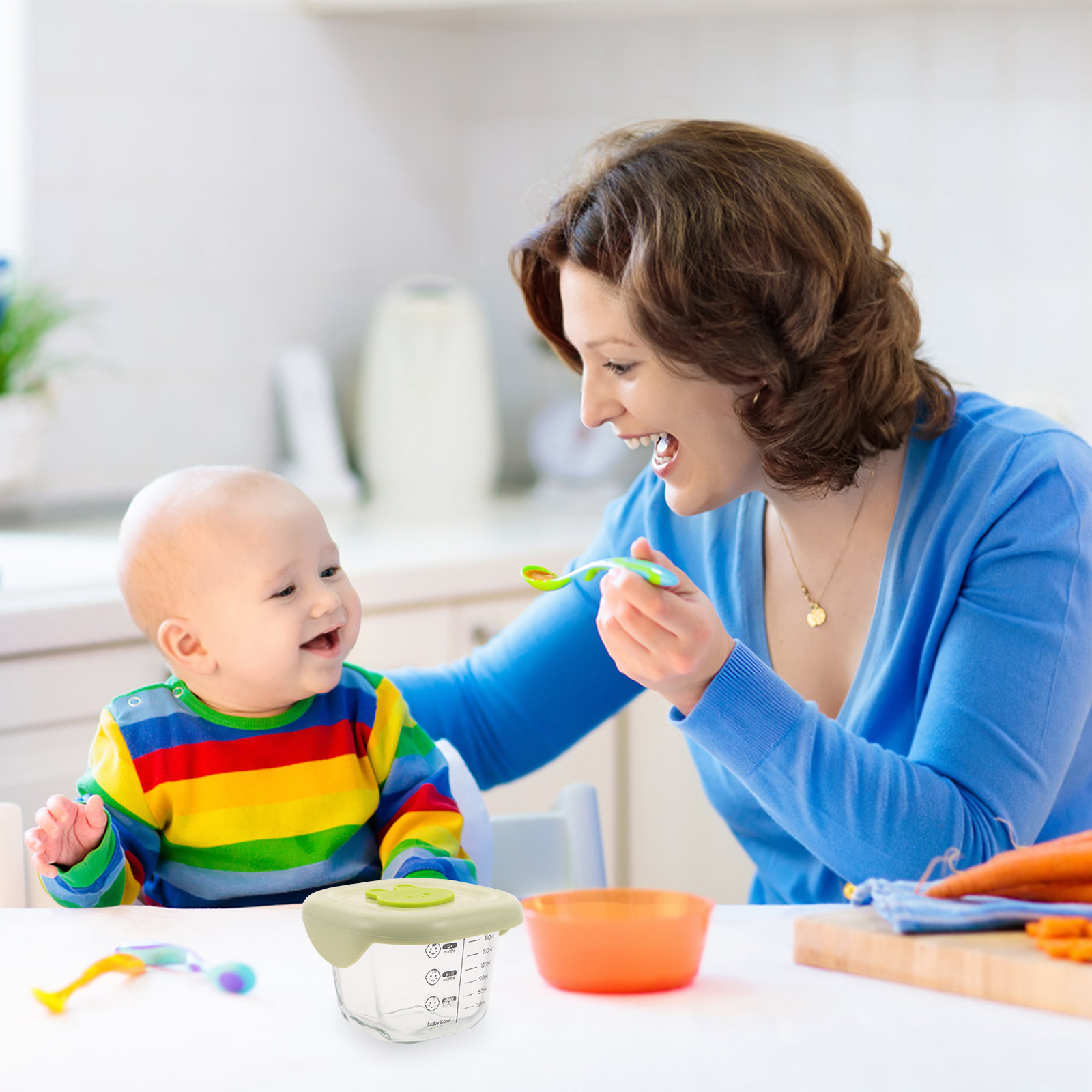 Baby Food Glass Containers - 2 Stück Baby-Nahrungsaufbewahrungsbehälter aus Glas, 230