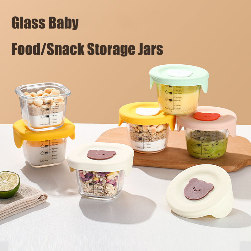 Baby Food Glass Containers - 180 ml Glas-Vorratsdosen für Babynahrung mit