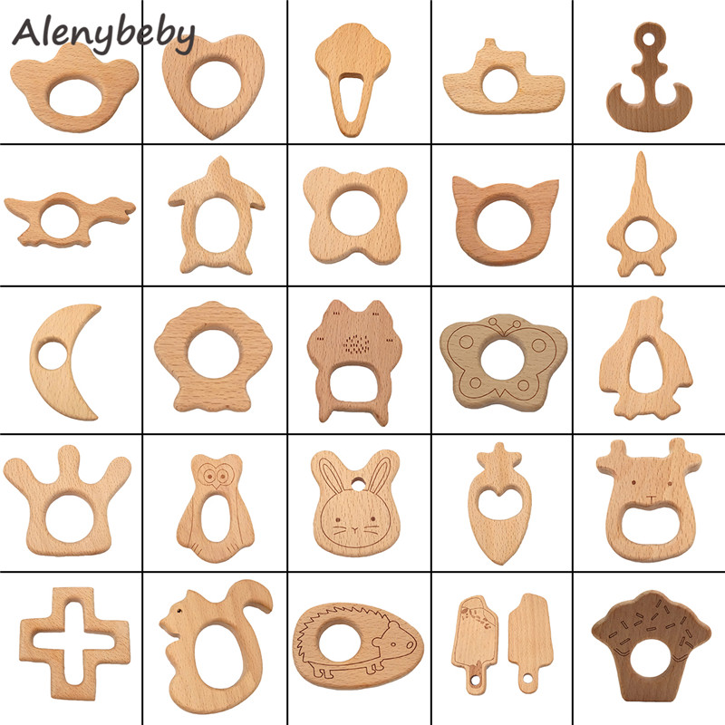 Baby Food Organic - 2pc Holz Beißring Cartoon DIY Holz