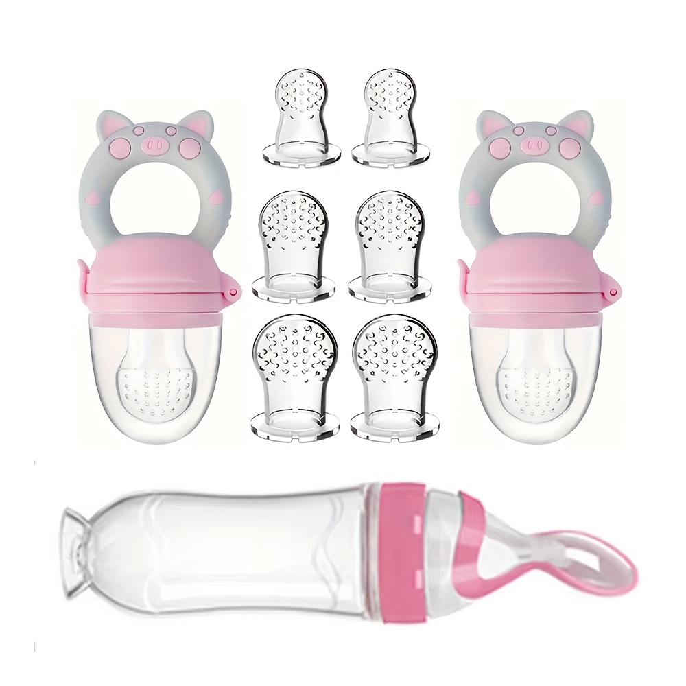 Baby Food Utensils - 9 Stück Babybesteck: 1 Silikon-Flasche mit