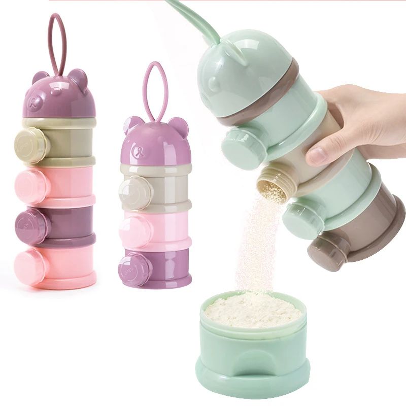 Snack Container Travel - 3/4-lagige tragbare Baby-Nahrungsaufbewahrungsbox mit mehreren Öffnungen,