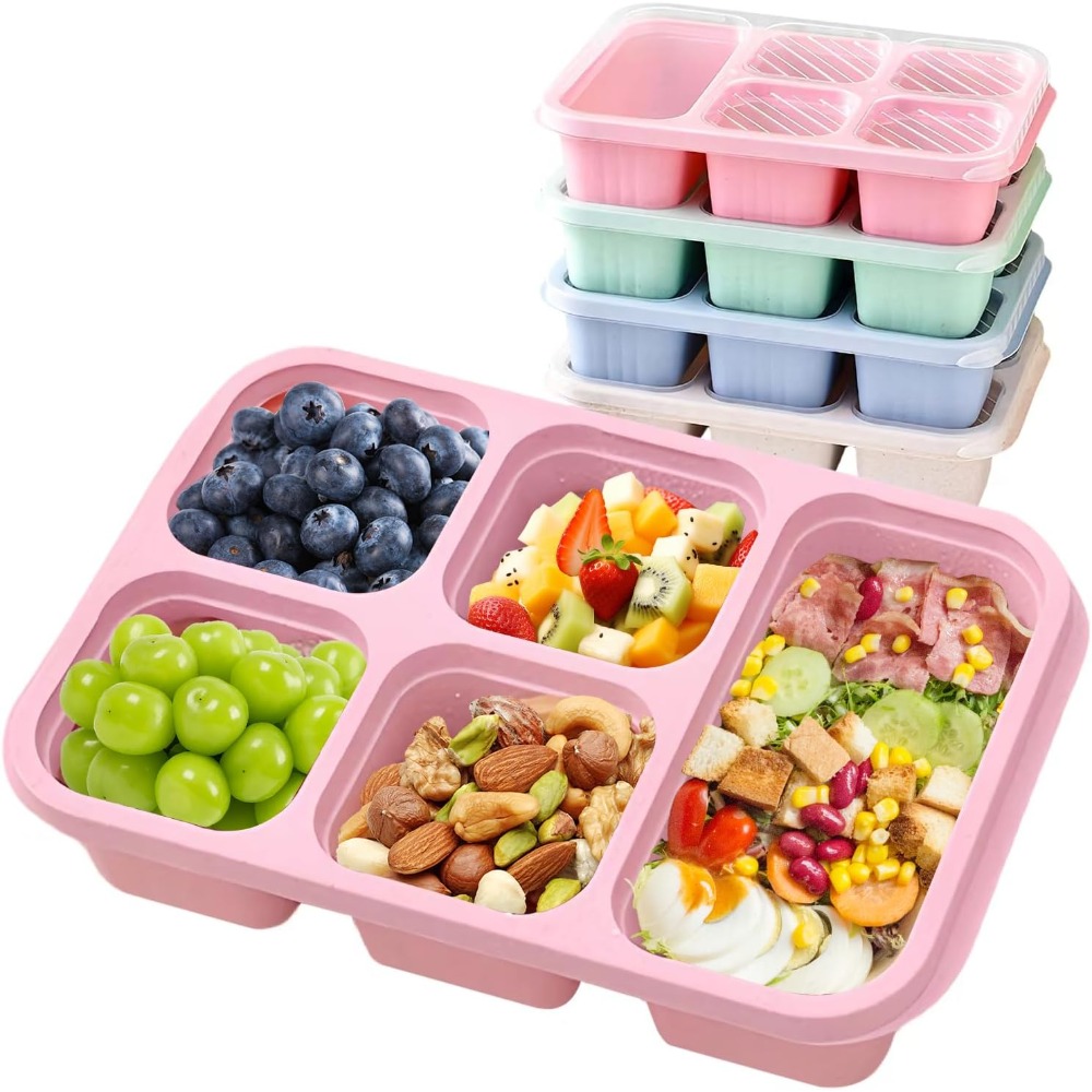 Snack Container Travel - Bento-Lunchbox mit wiederverwendbaren 5-Fächern, Bento-Box, Mikrowelle,