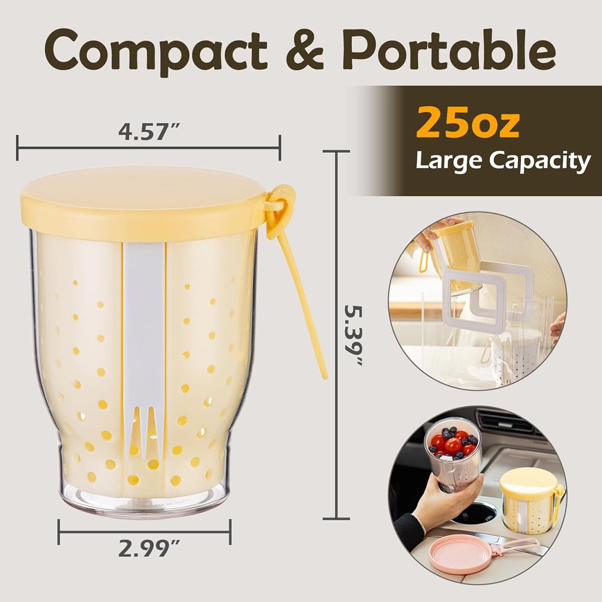 25-Unzen-Reise-Obstbecher für  – Snack Container Travel Bewertung und Preis