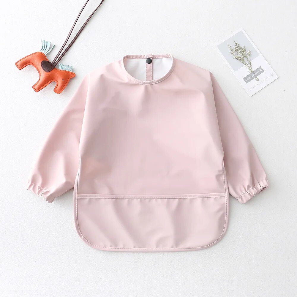 Einfarbige Baby-Lätzchen mit l – Bib Long Sleeve Bewertung und Preis